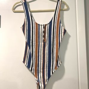 Boutique Ribbed striped body suit